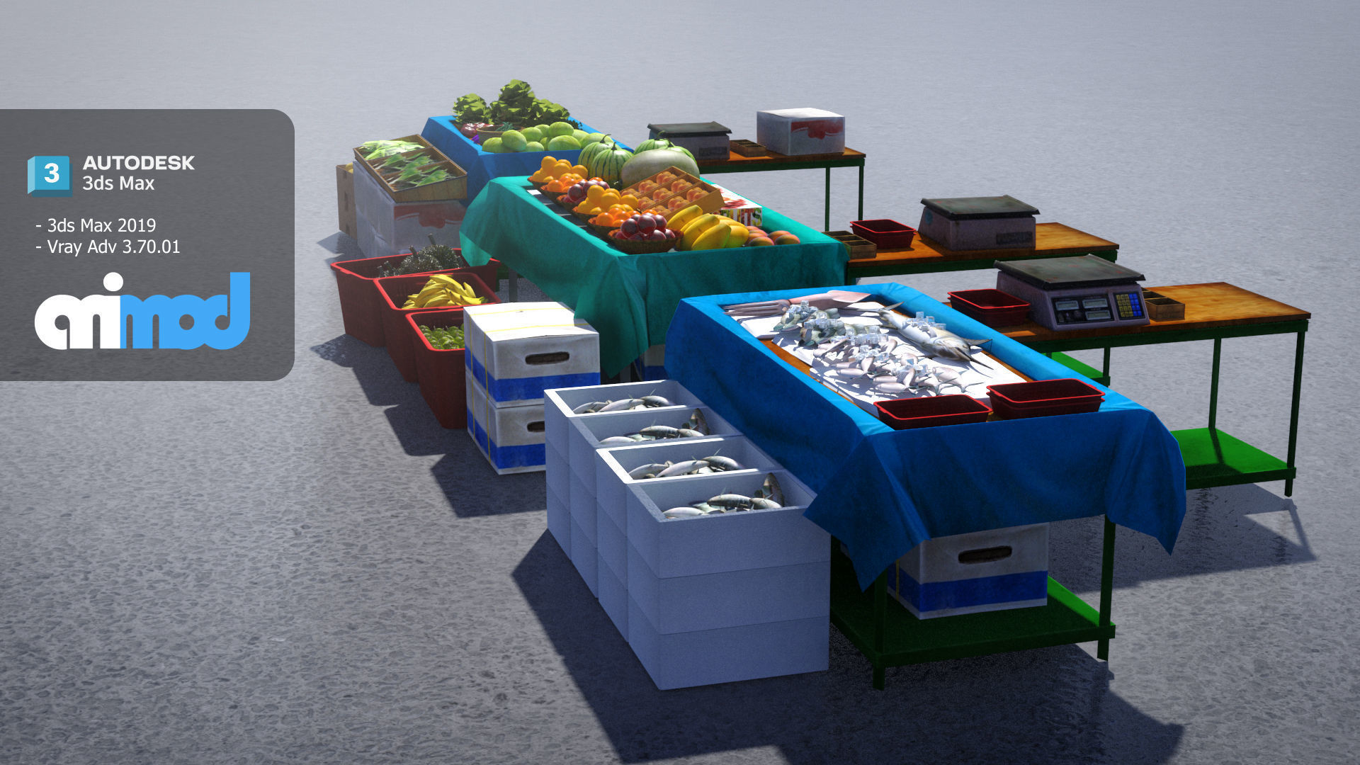 Vegetable Stand Market 3D model_2