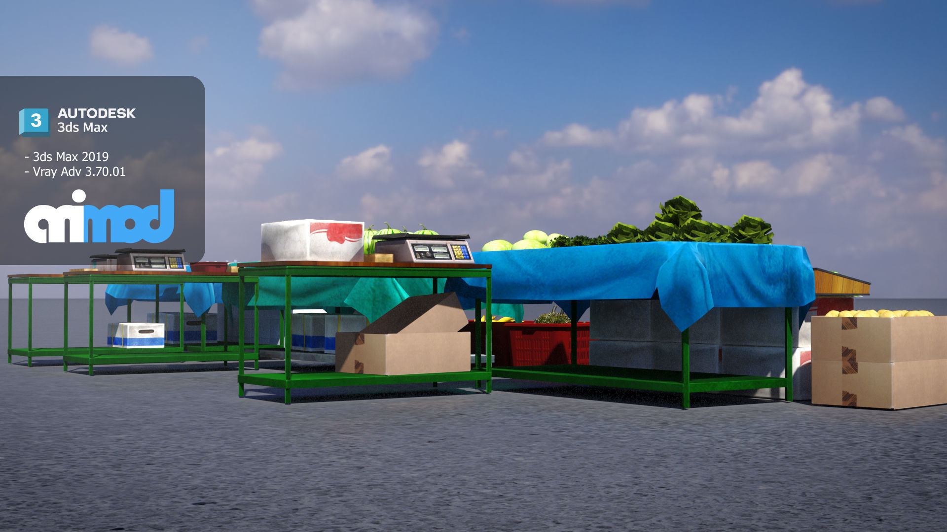 Vegetable Stand Market 3D model_3