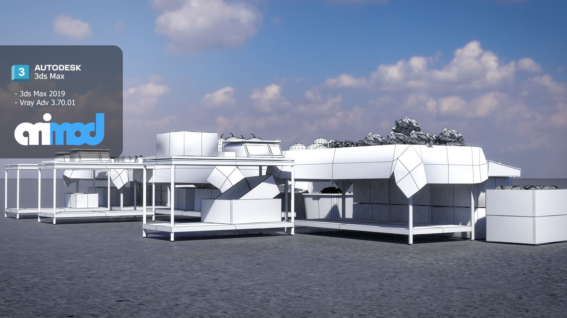 Vegetable Stand Market 3D model_8