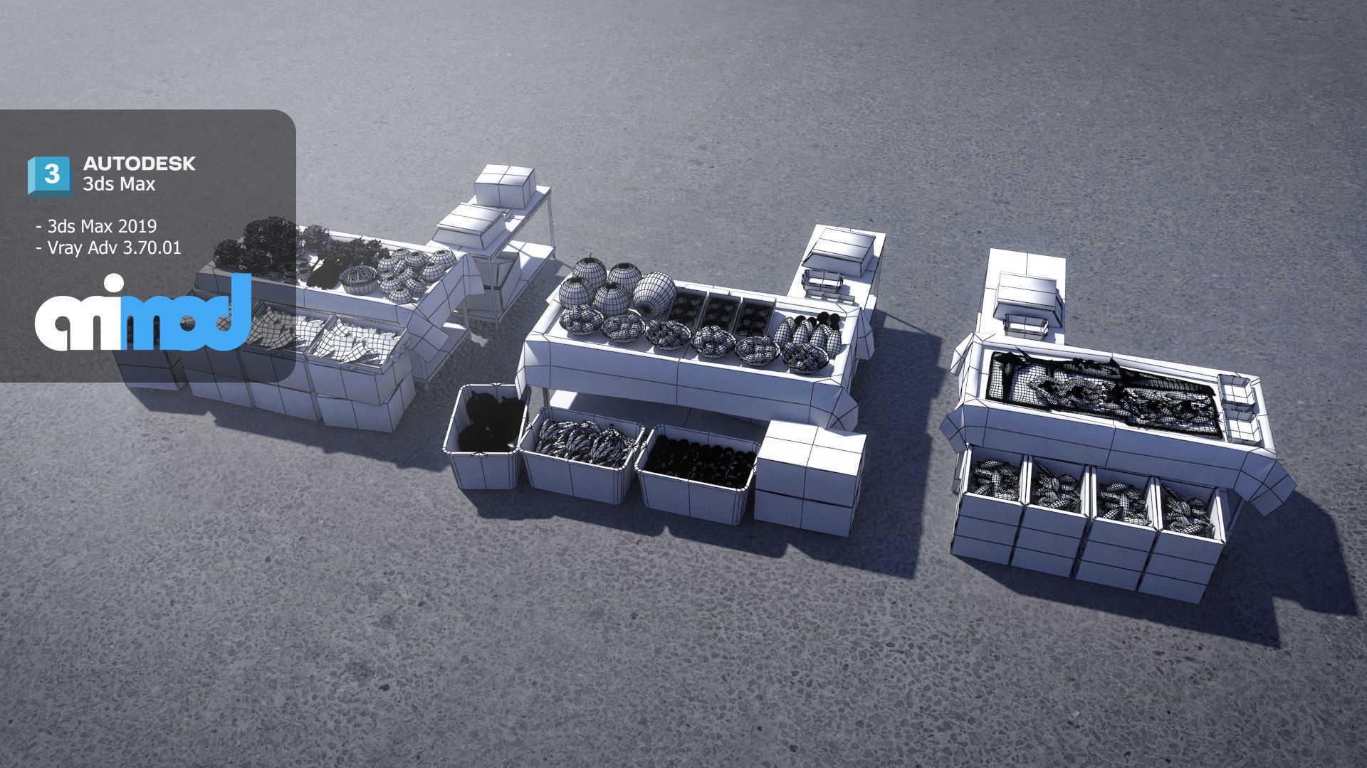 Vegetable Stand Market 3D model_5