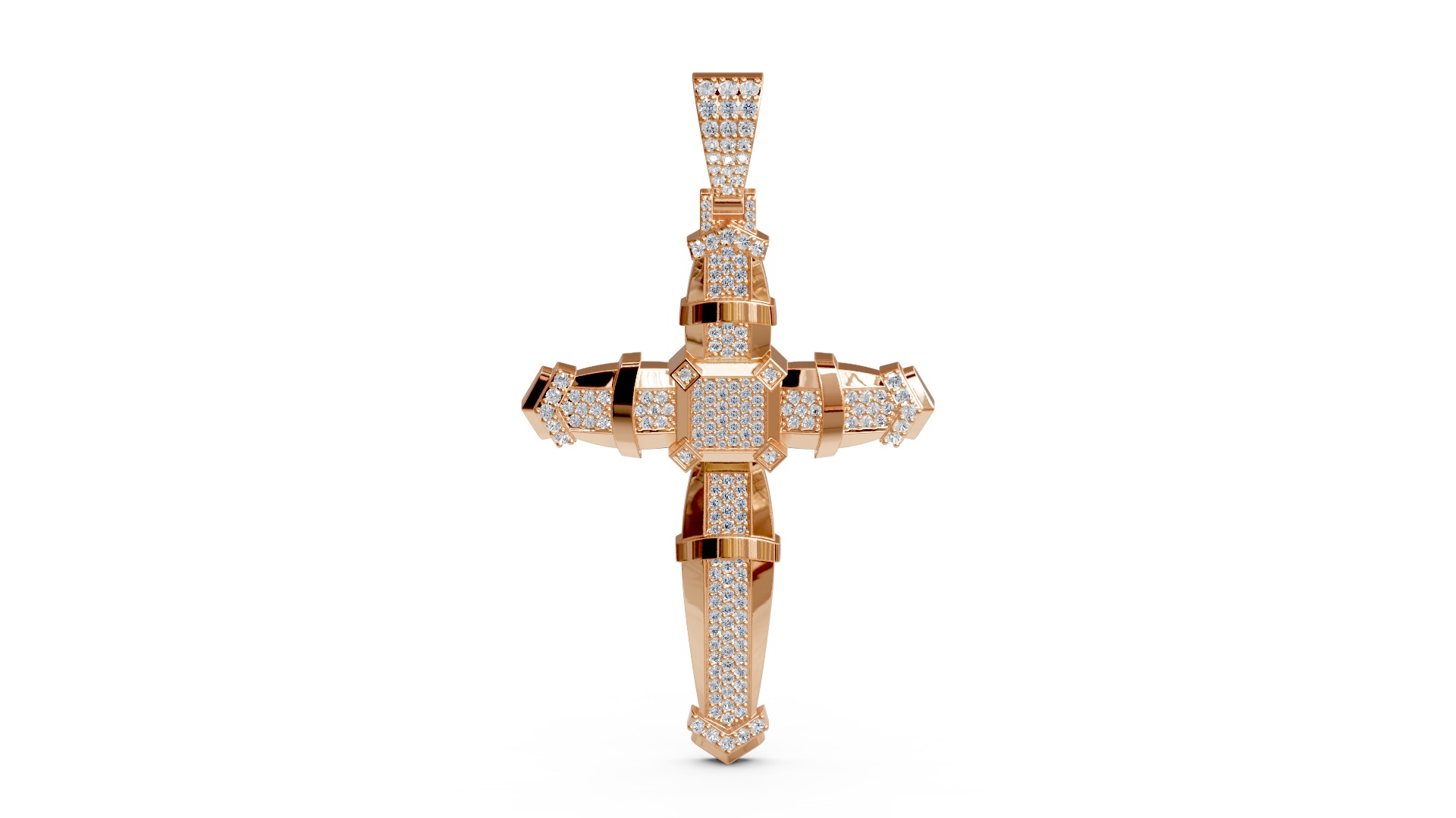 Big Diamond Cross Pendant 3D print model_1