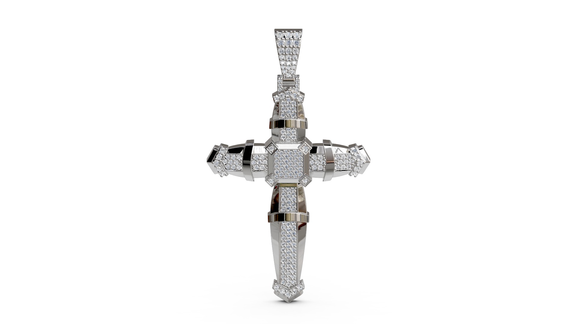 Big Diamond Cross Pendant 3D print model_2