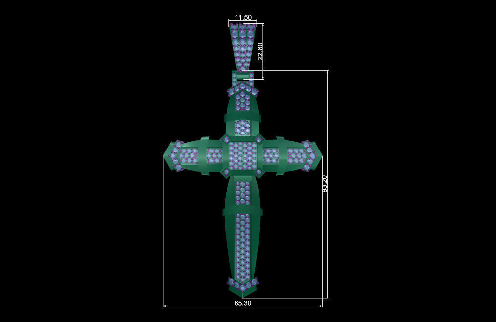 Big Diamond Cross Pendant 3D print model_17