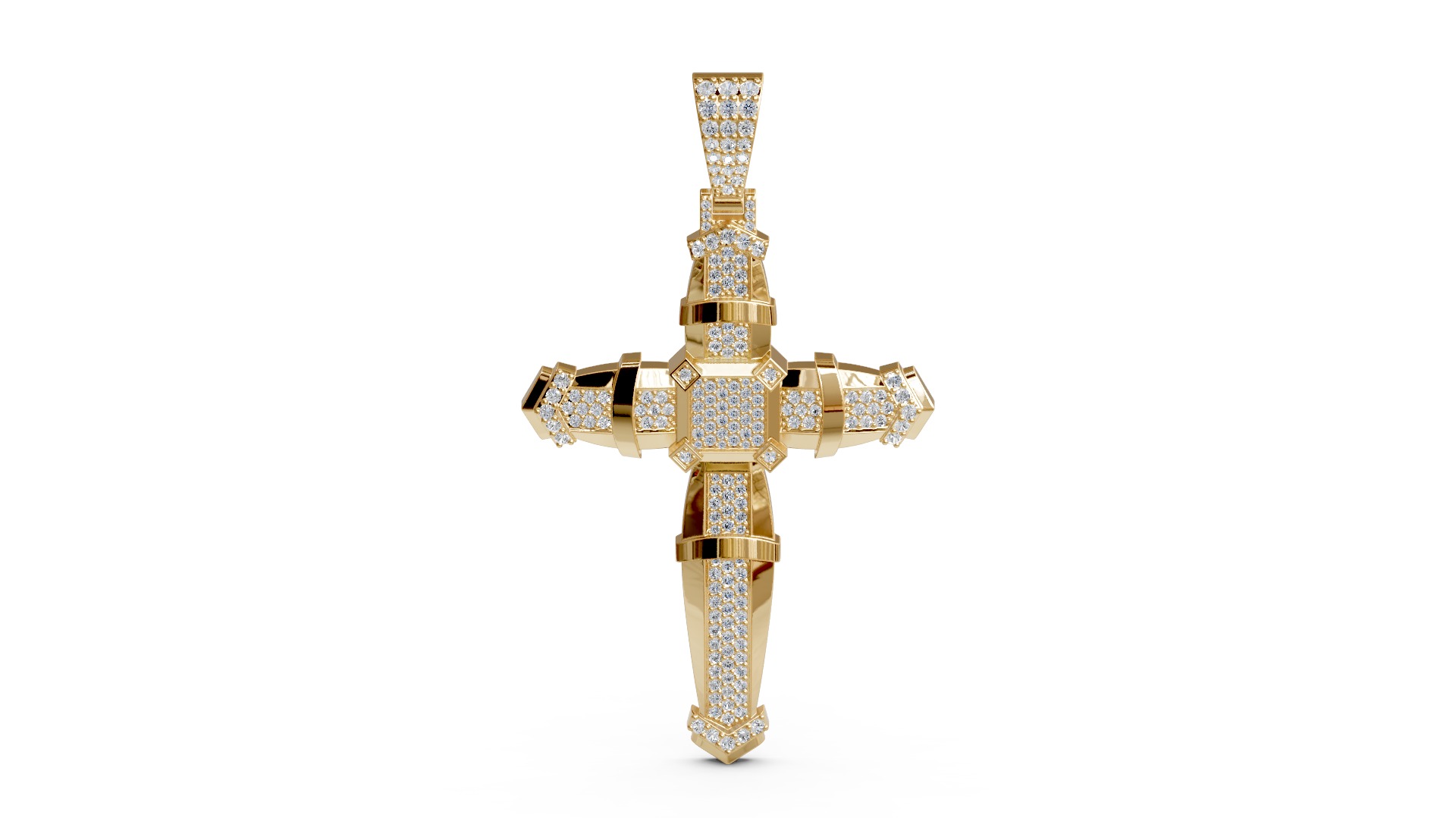 Big Diamond Cross Pendant 3D print model_3