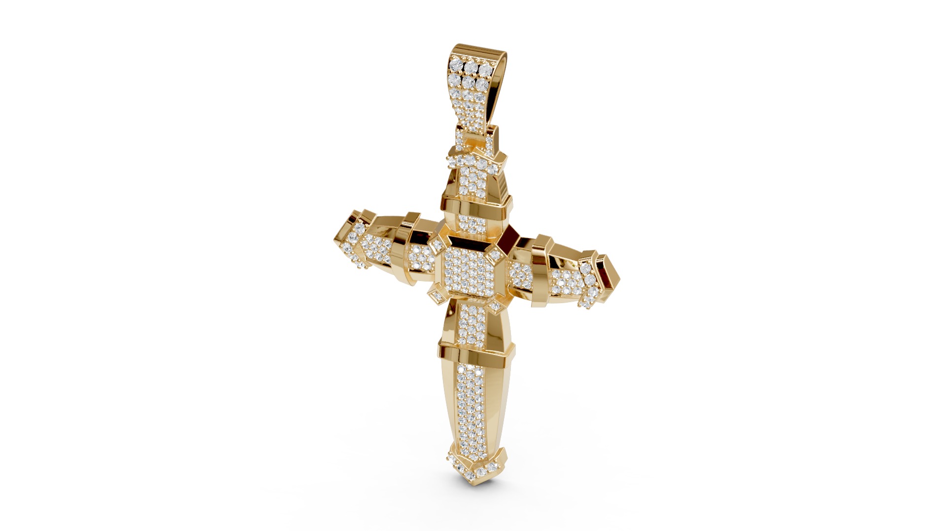 Big Diamond Cross Pendant 3D print model_9