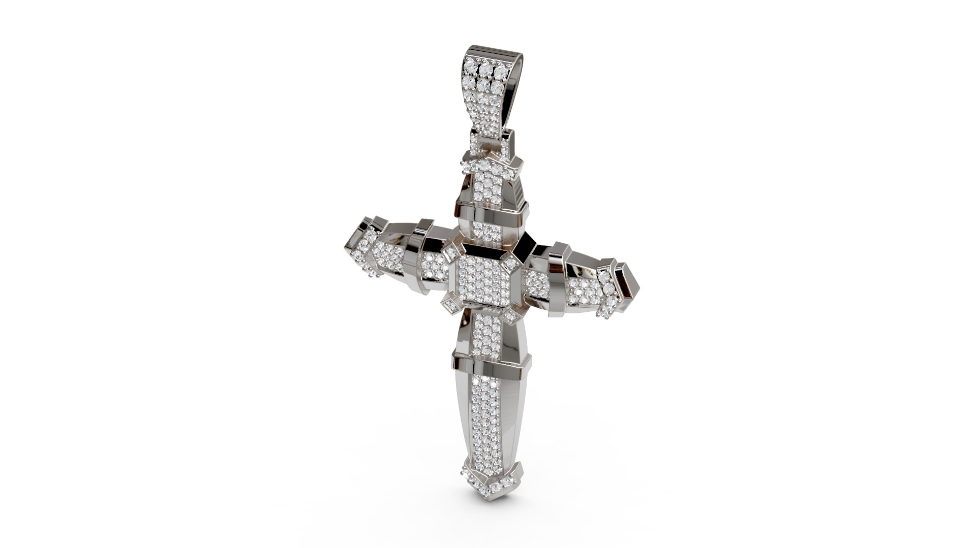 Big Diamond Cross Pendant 3D print model_8
