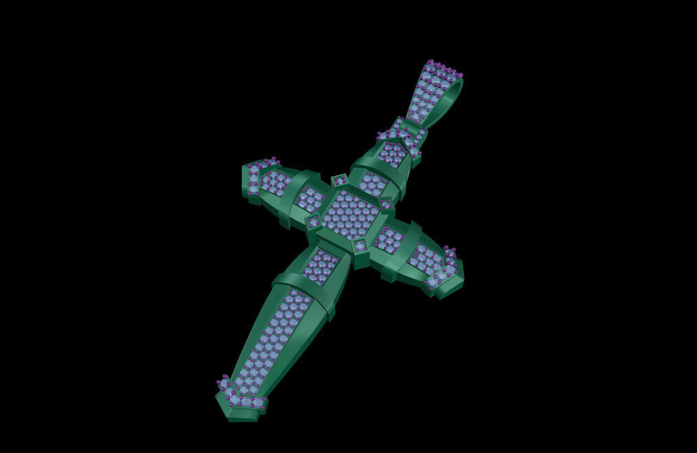 Big Diamond Cross Pendant 3D print model_18