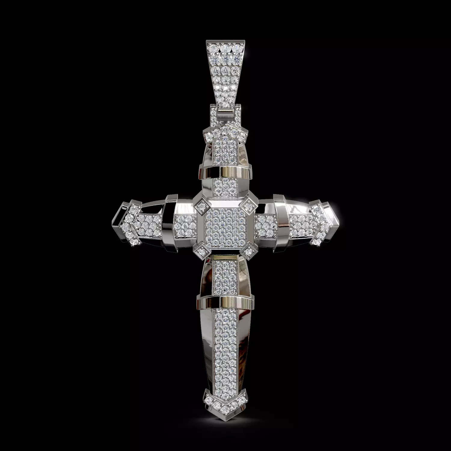 Big Diamond Cross Pendant 3D print model_0
