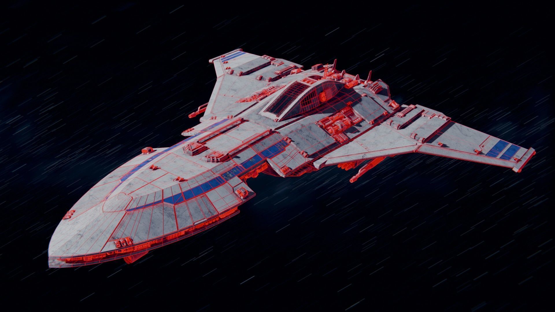 High-Detail Sci-Fi Starfighter 3D model_3