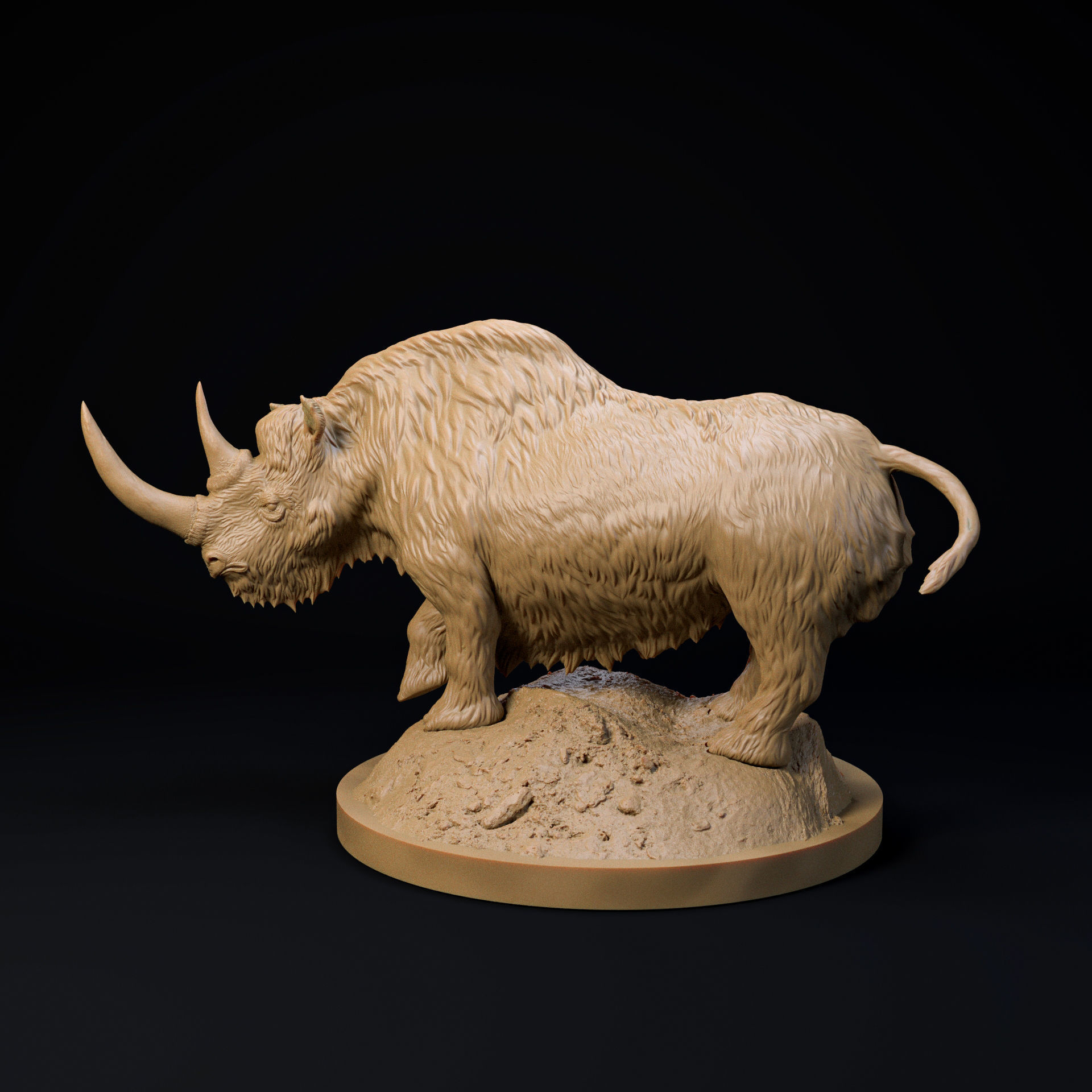 Wooly rhinoceros 32mms cale - pre-supported 3D print model_2
