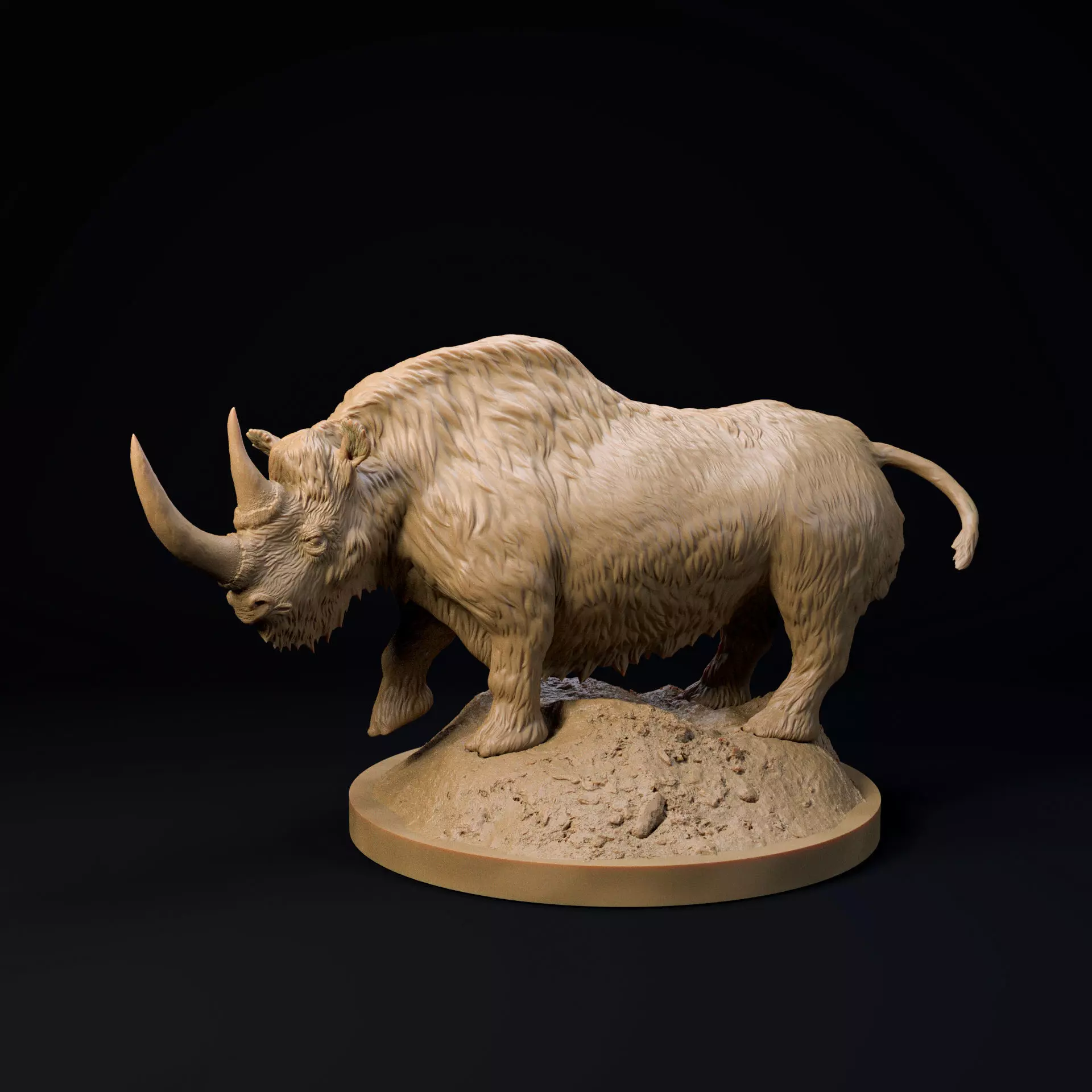 Wooly rhinoceros 32mms cale - pre-supported 3D print model_0