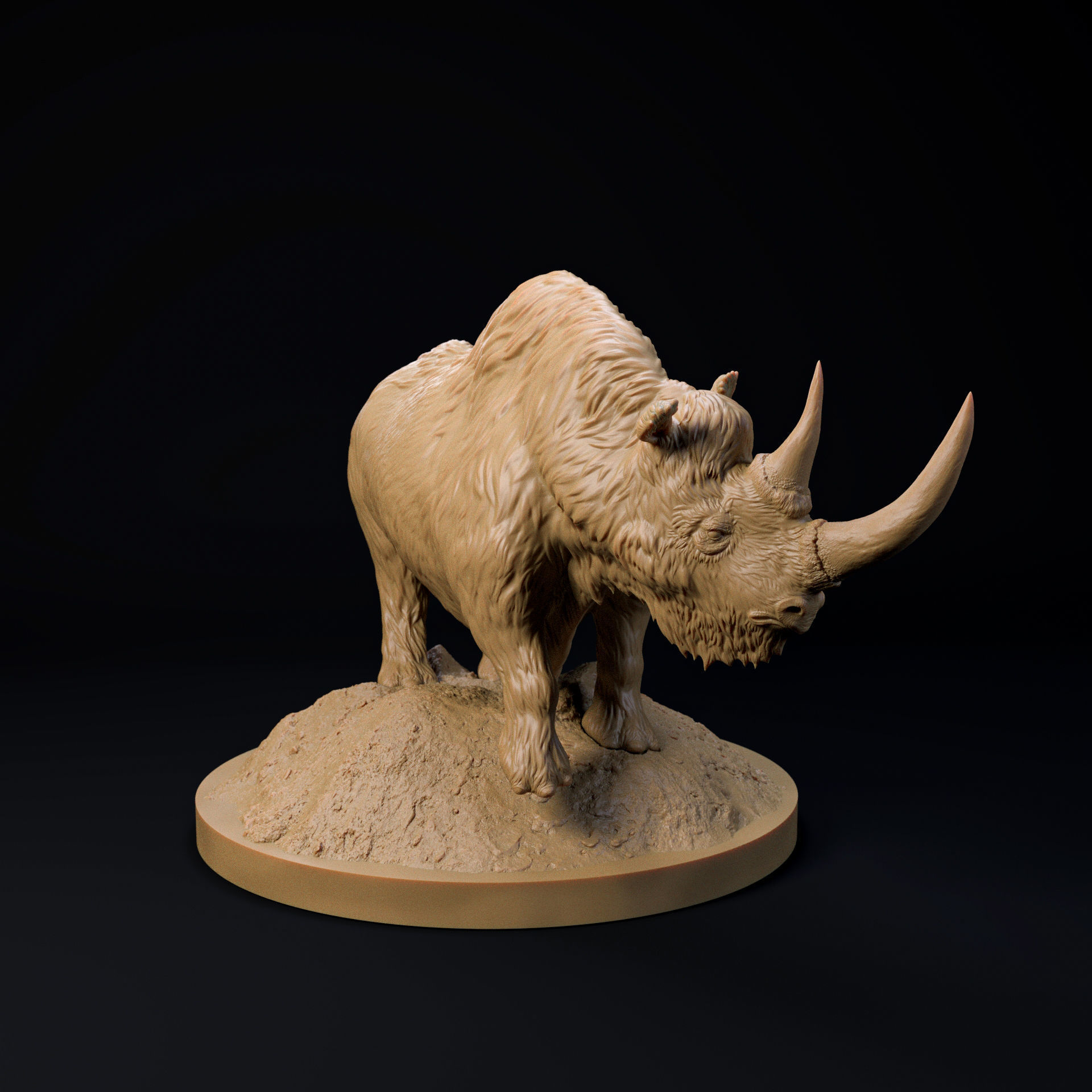 Wooly rhinoceros 32mms cale - pre-supported 3D print model_1
