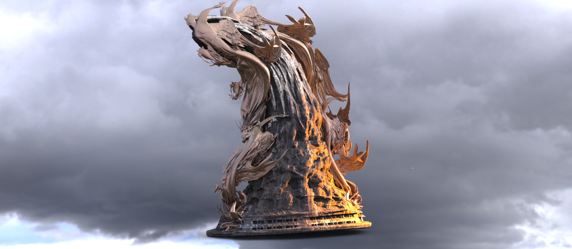 Dantes Ghost stone great archways Dark 3D model_1