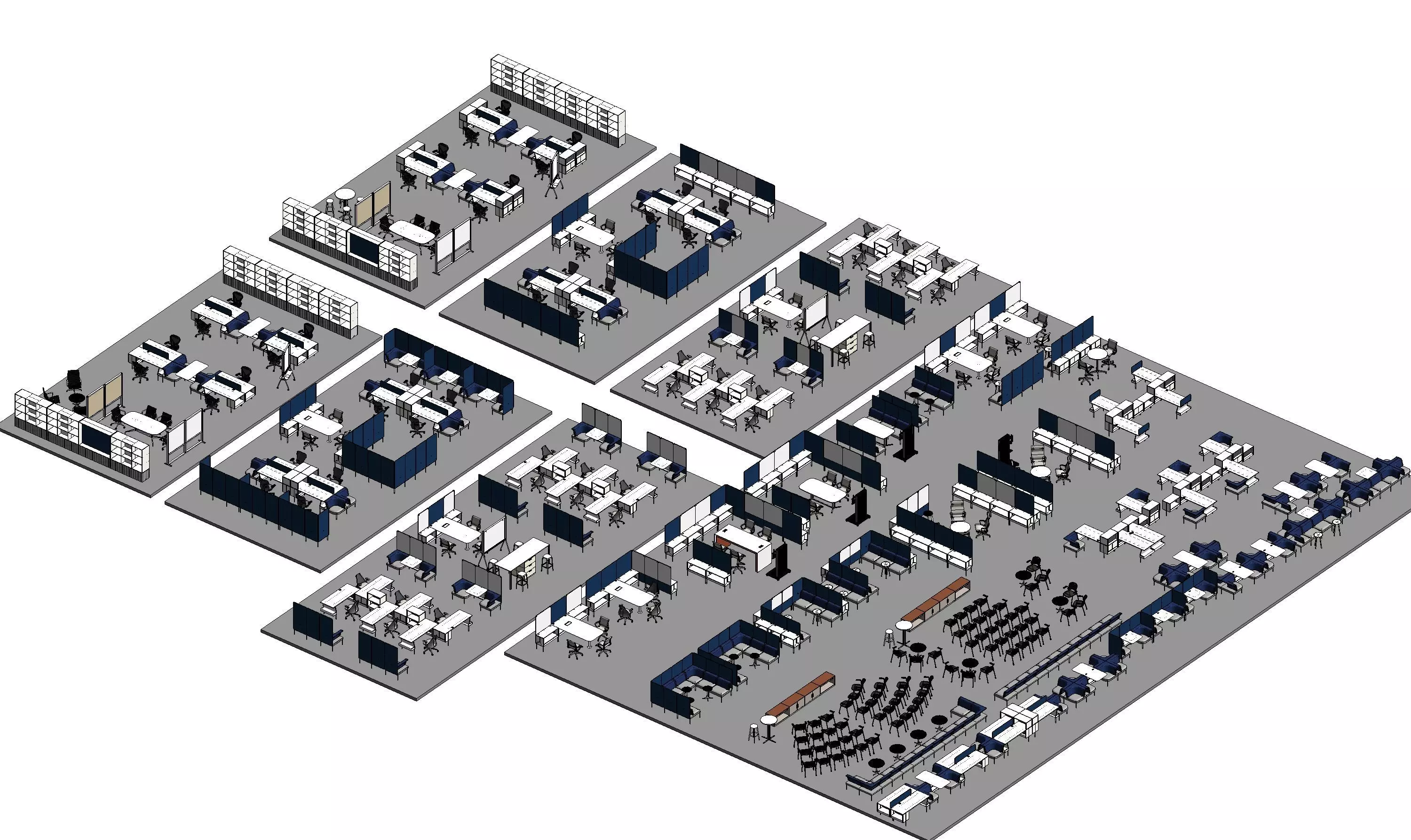 Office Layout Interior Revit Family 3D model | CGTrader