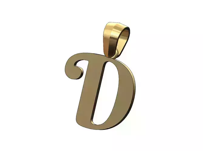 D letter initial berkshire swash font pendant charm bail