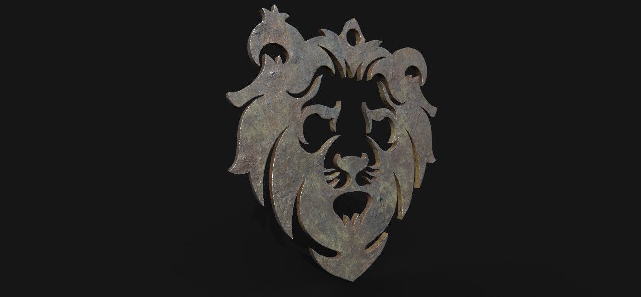 lion pendant  3D print model Low-poly 3D model_7