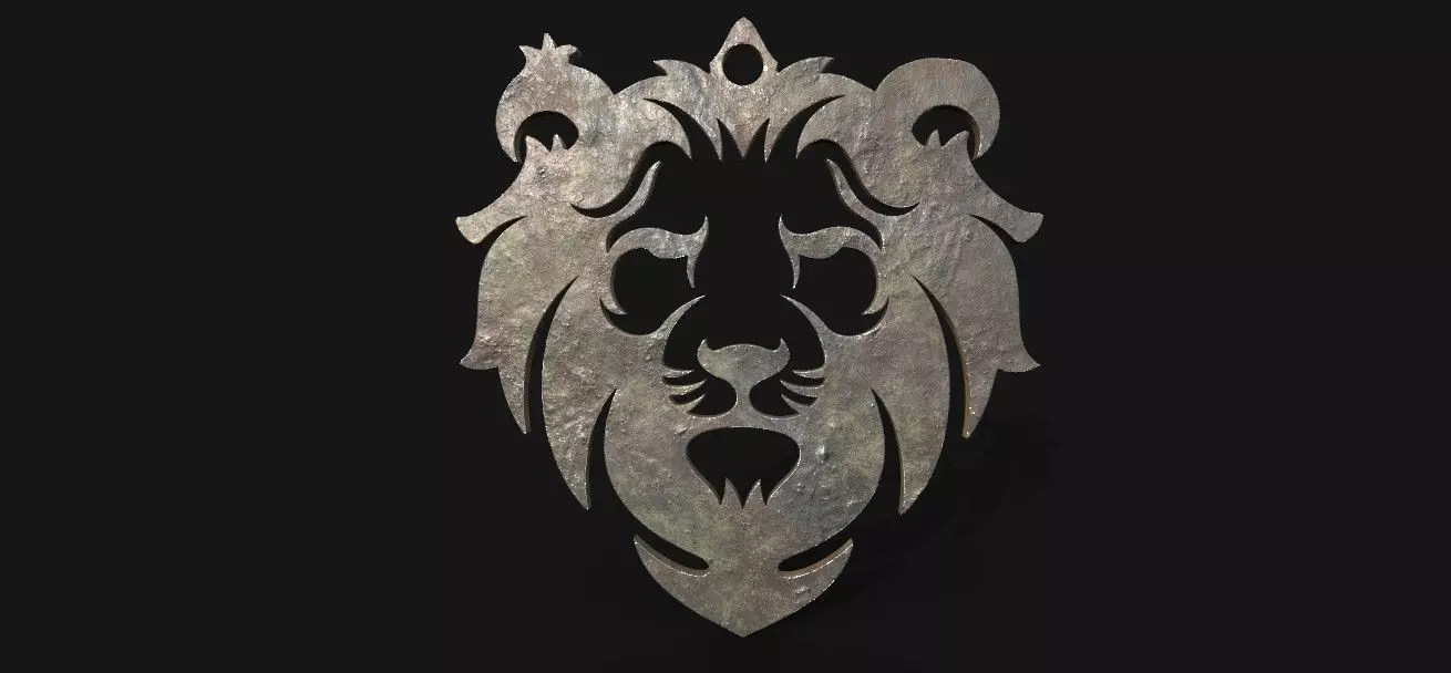 lion pendant  3D print model Low-poly 3D model_0