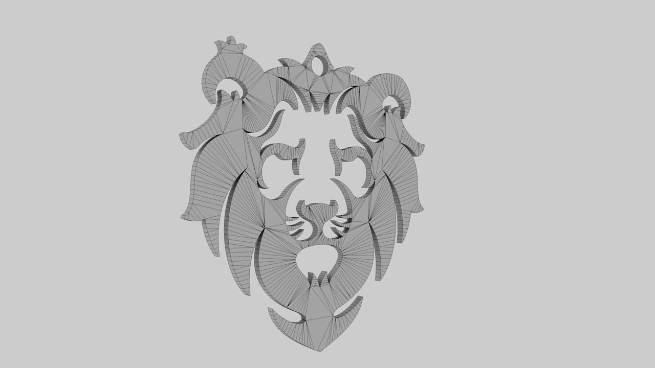 lion pendant  3D print model Low-poly 3D model_14