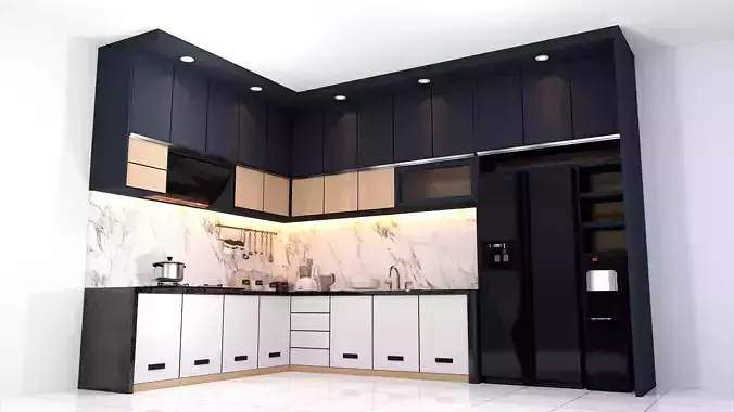 Luxury Minimalist Modern Letter L Kitchen Set