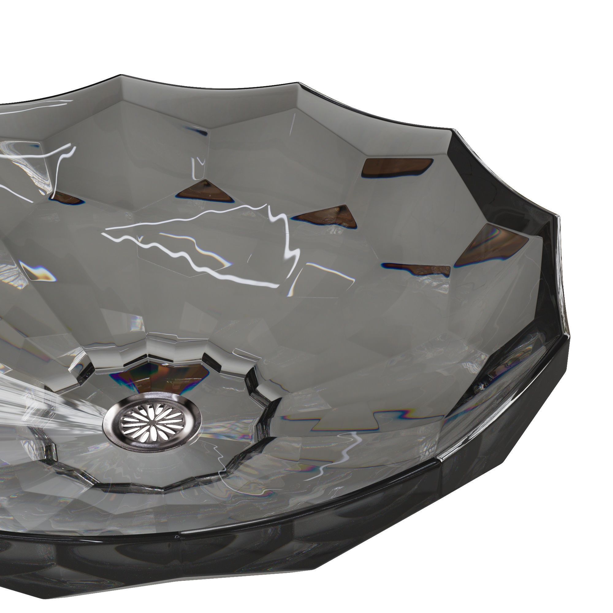 Kohler Briolette round vessel glass bathroom sink 3D model_4