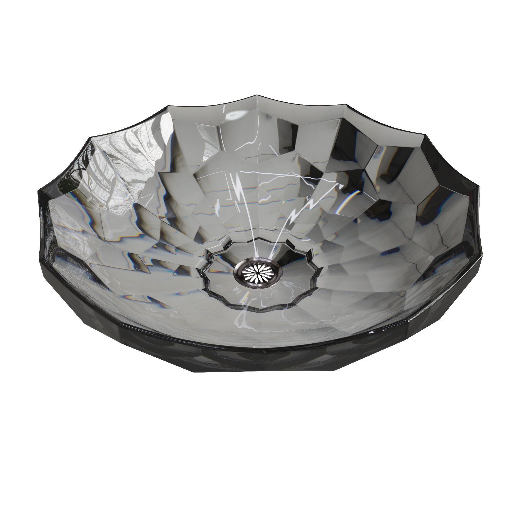 Kohler Briolette round vessel glass bathroom sink 3D model_1