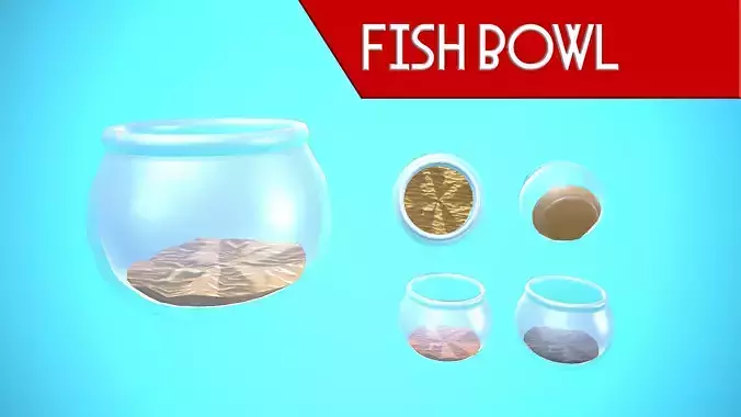 FISH BOWL CARTOON STYLIZED Low-poly 3D model