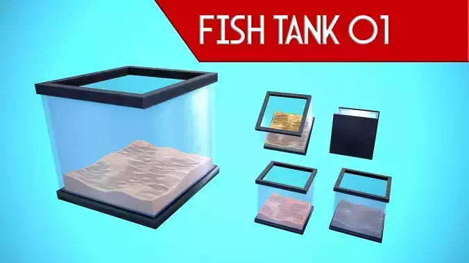 FISH TANK 01 CARTOON STYLIZED Low-poly 3D model