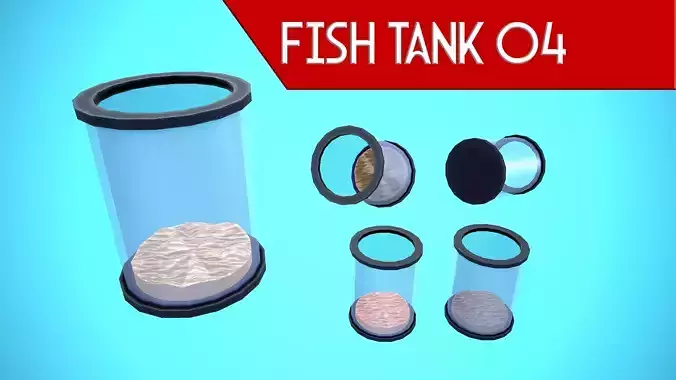 FISH TANK 04 CARTOON STYLIZED Low-poly 3D model