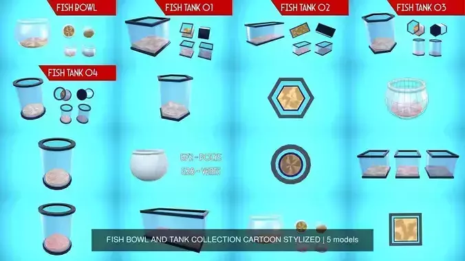 FISH BOWL AND TANK COLLECTION CARTOON STYLIZED