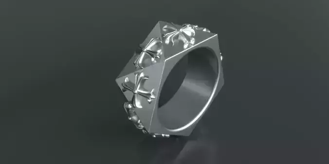 Chrome Hearts style Plus Pentagon Ring 3D print model