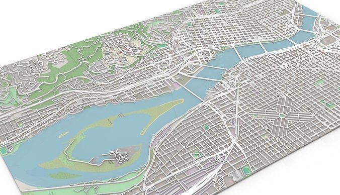 Streets and roads Portland Oregon USA 3D model