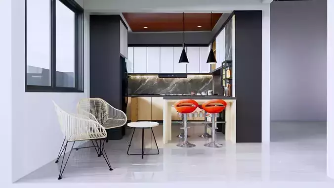 Luxury Modern Kitchen Set with Mini Bar