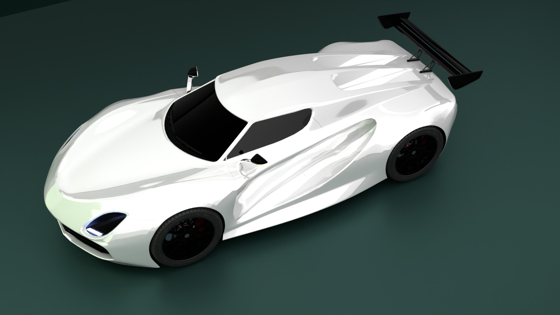 High Performance White Sports Car 3D Model  Blender Shaded 3D model_5