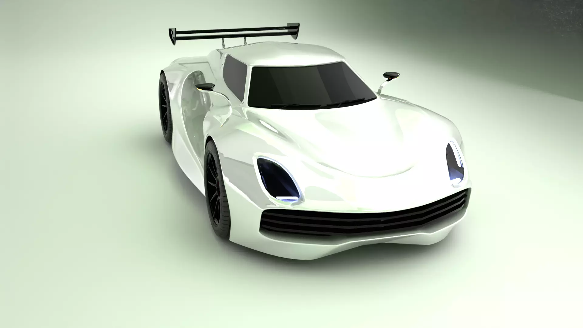 High Performance White Sports Car 3D Model  Blender Shaded 3D model_0