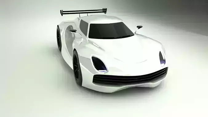 High Performance White Sports Car 3D Model  Blender Shaded