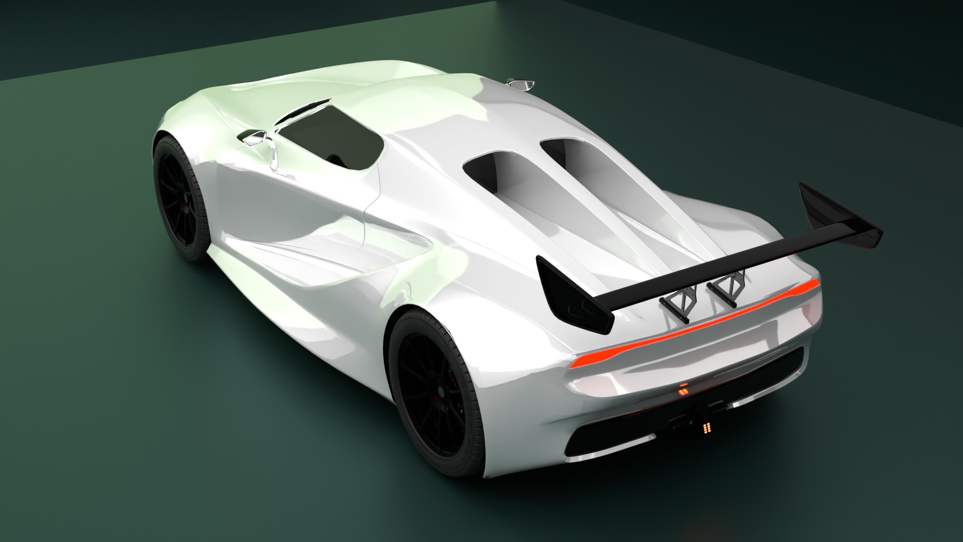 High Performance White Sports Car 3D Model  Blender Shaded 3D model_2