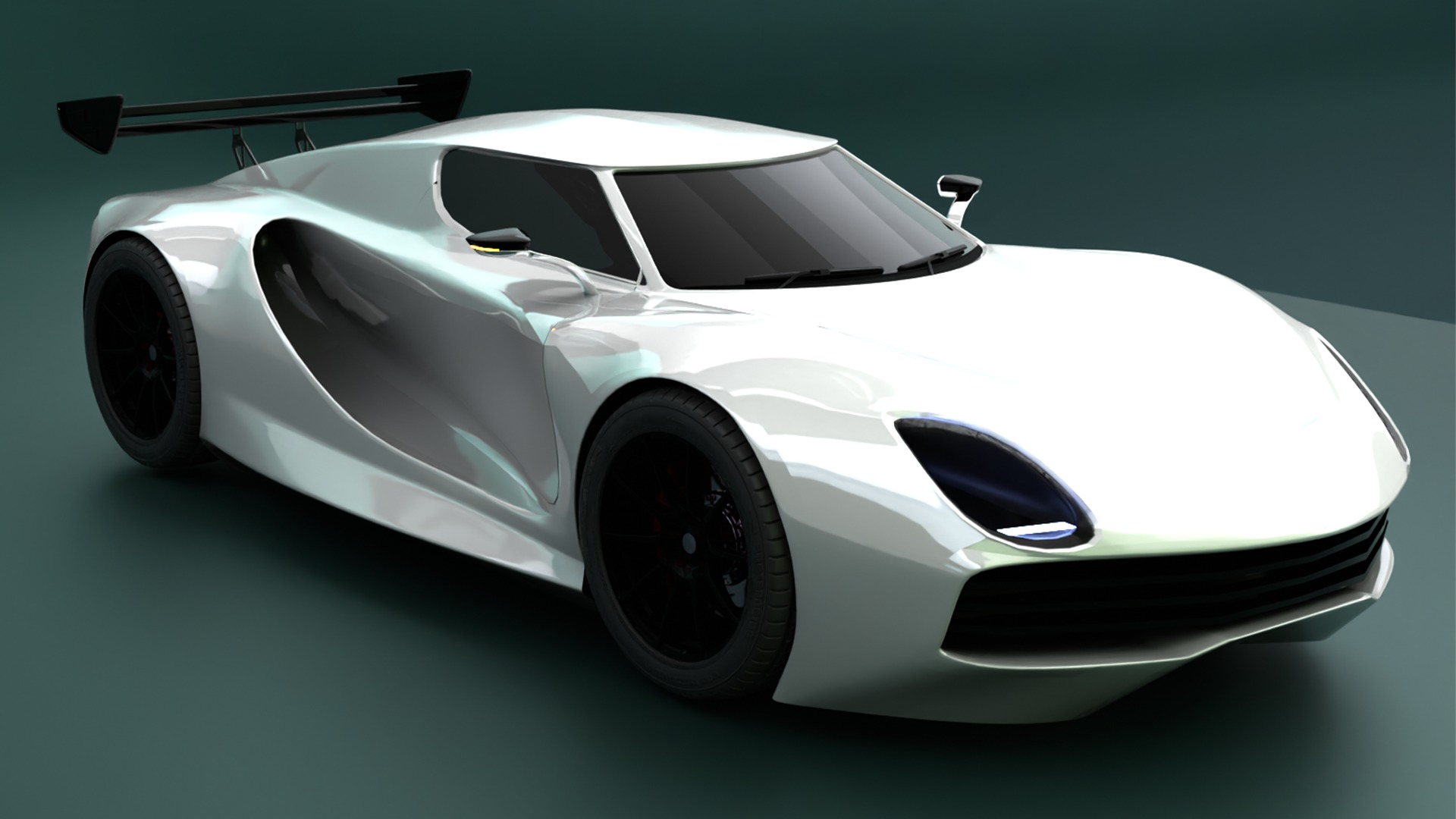 High Performance White Sports Car 3D Model  Blender Shaded 3D model_3