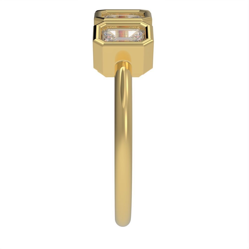 Emerald cut bezel ring N2 3D print model_13