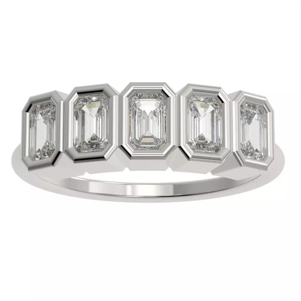 Emerald cut bezel ring N2 3D print model_0