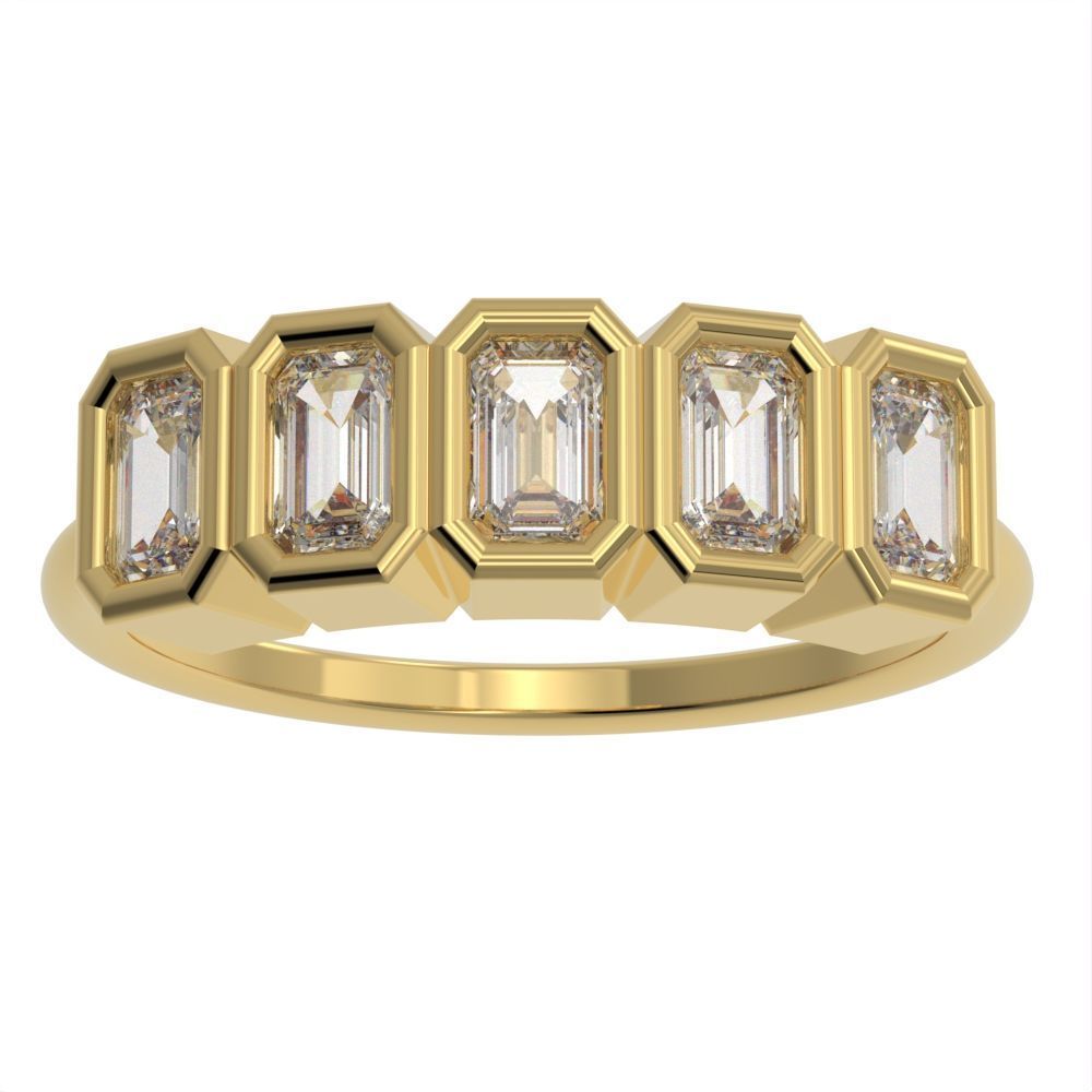 Emerald cut bezel ring N2 3D print model_1