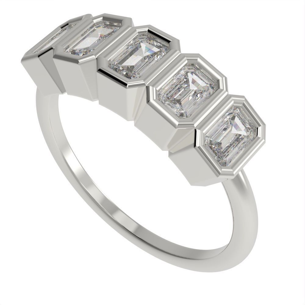 Emerald cut bezel ring N2 3D print model_8
