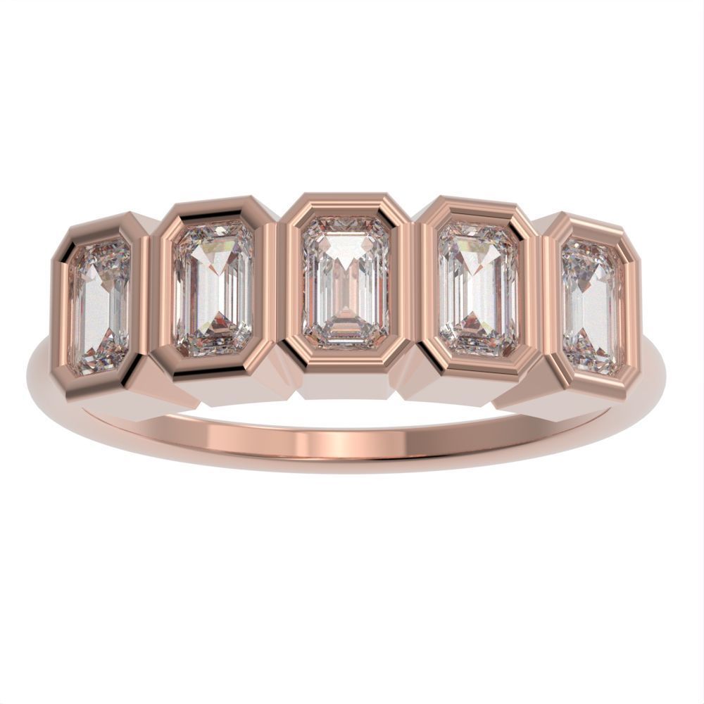 Emerald cut bezel ring N2 3D print model_2