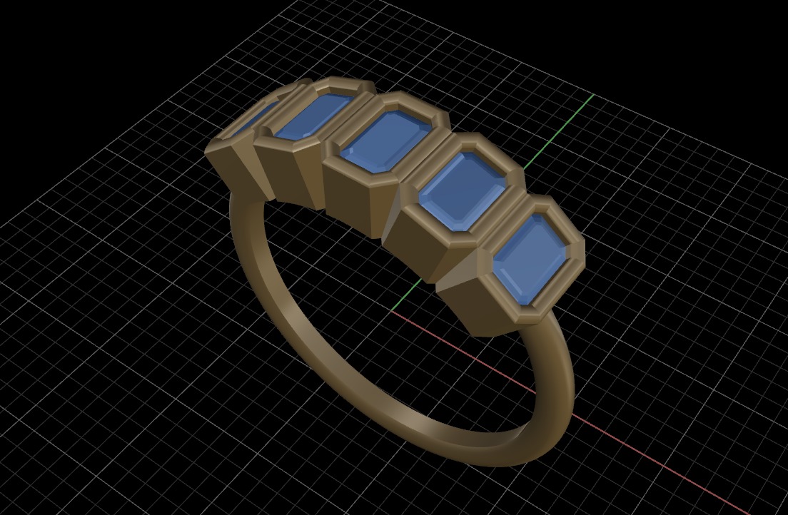 Emerald cut bezel ring N2 3D print model_20