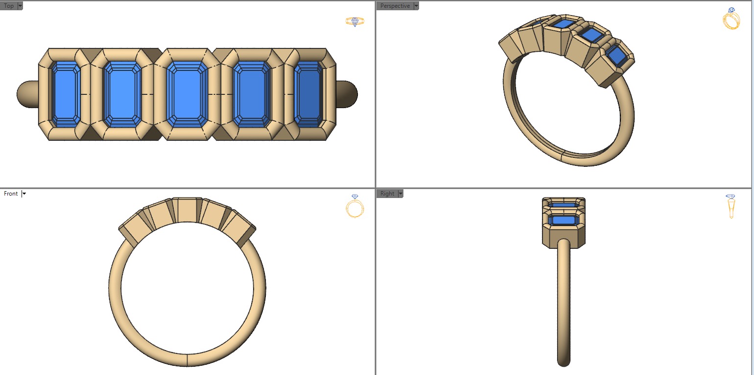 Emerald cut bezel ring N2 3D print model_21