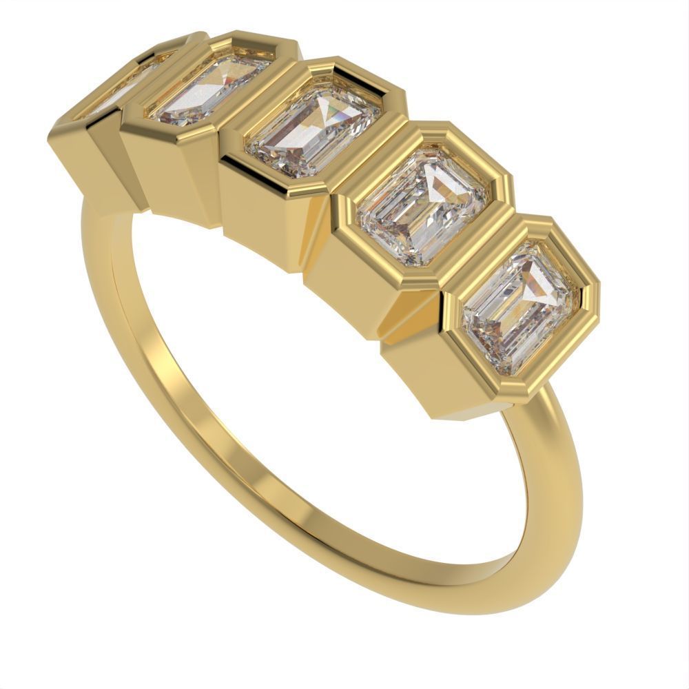 Emerald cut bezel ring N2 3D print model_11