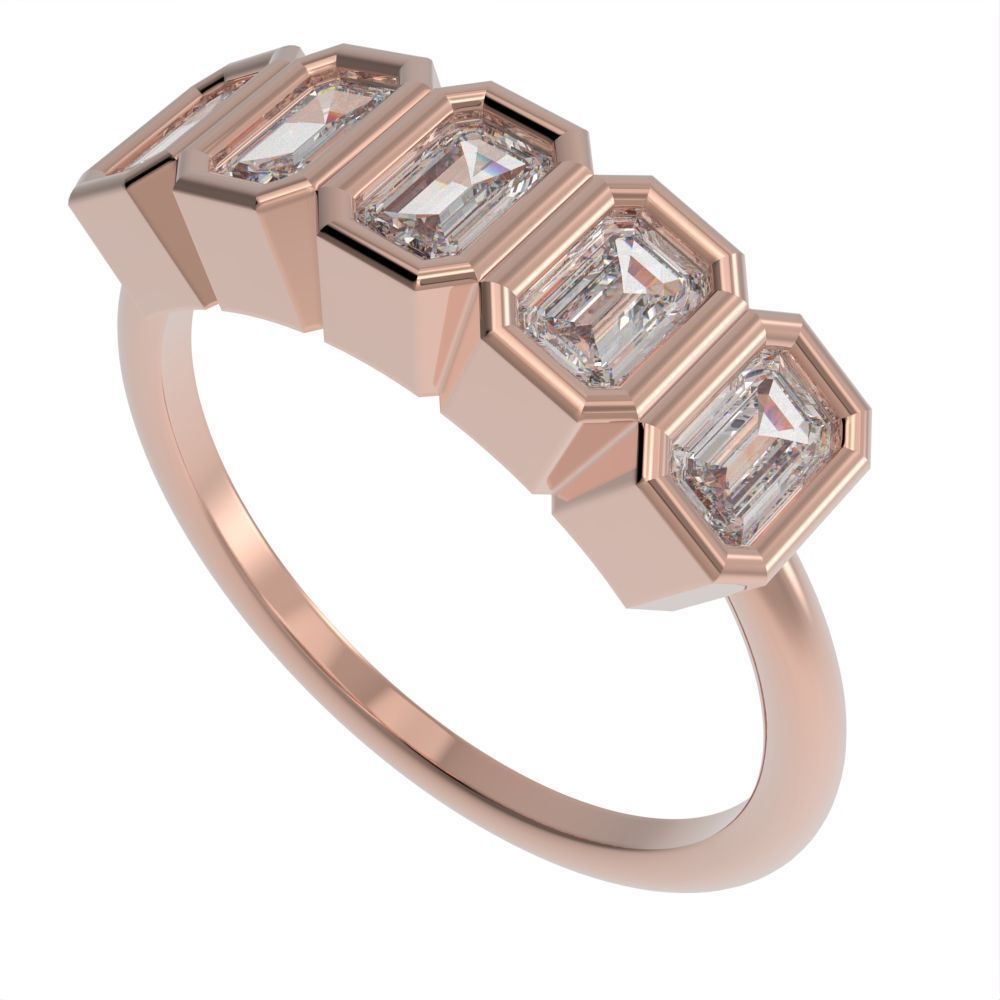 Emerald cut bezel ring N2 3D print model_14