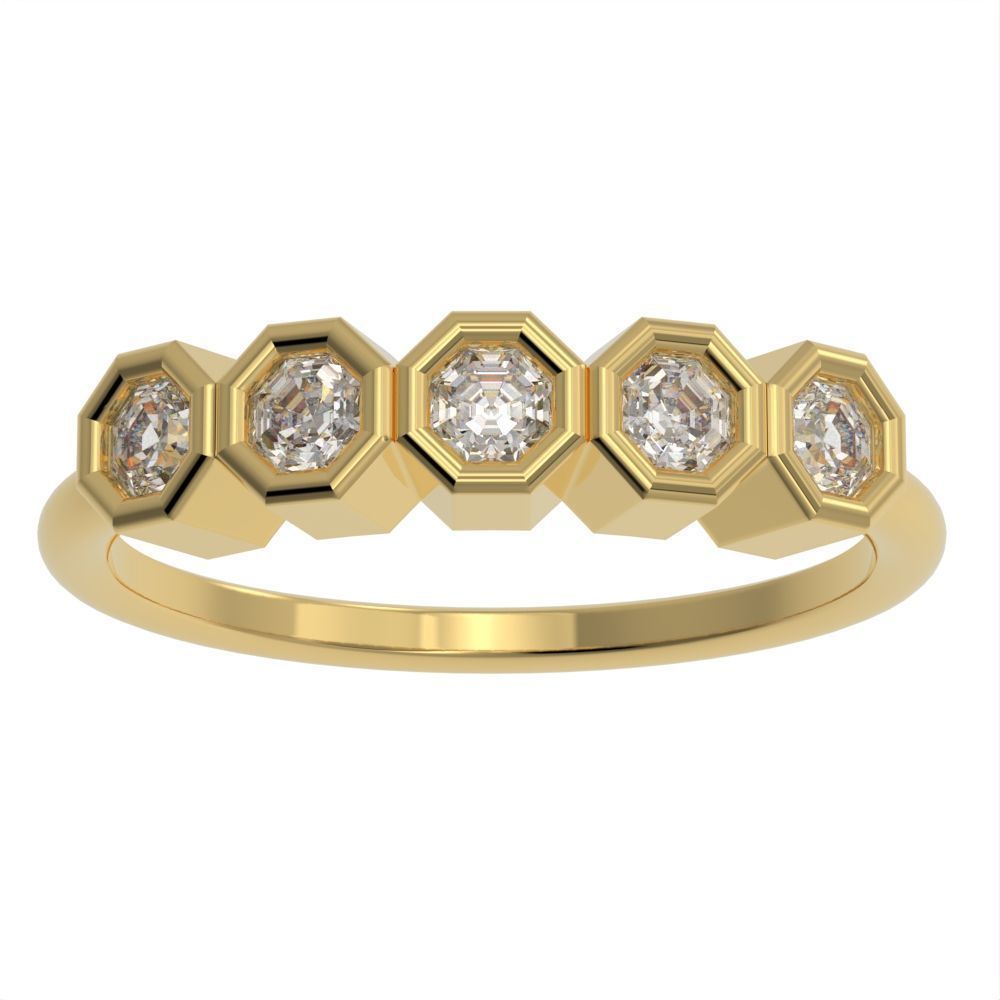 Octagon cut bezel ring N5 3D print model_1