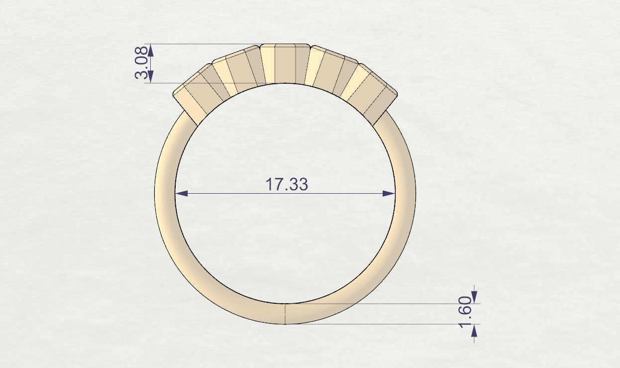 Octagon cut bezel ring N5 3D print model_3