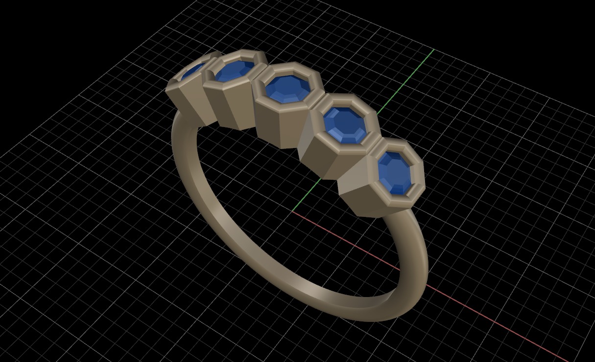 Octagon cut bezel ring N5 3D print model_20