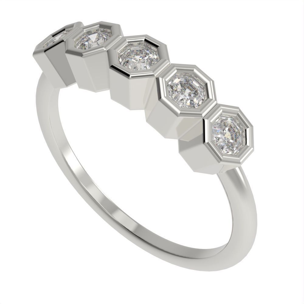 Octagon cut bezel ring N5 3D print model_8